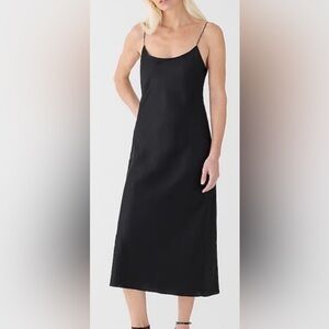 J. Crew Black Midi Dress with Spaghetti Straps - Gwyneth Cupro Slip Dress
